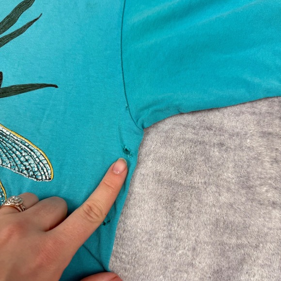Vintage Nature Shirt Mens Large Teal Preserve Our Wetland Wilderness Dragonfly - Picture 8 of 14